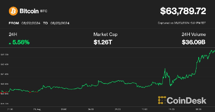 
			Bitcoin вырос почти до $64 тыс., увеличив свой доход после того, как РФК-младший поддержал Трампа		