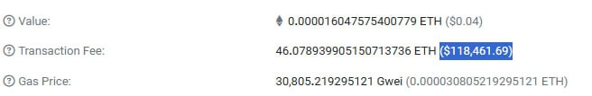 MEV-бот заплатил более $118 000 комиссии в Ethereum за транзакцию