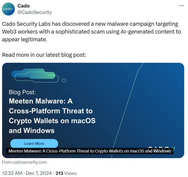 
			Мошенники атакуют работников Web3 с&nbsp;помощью поддельных приложений для&nbsp;проведения встреч		