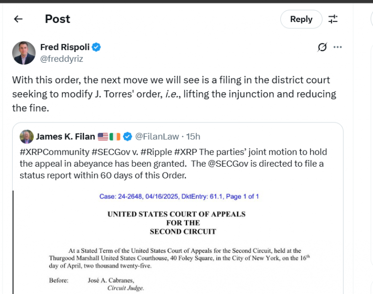 
			Суд США официально заморозил апелляцию Ripple против SEC		